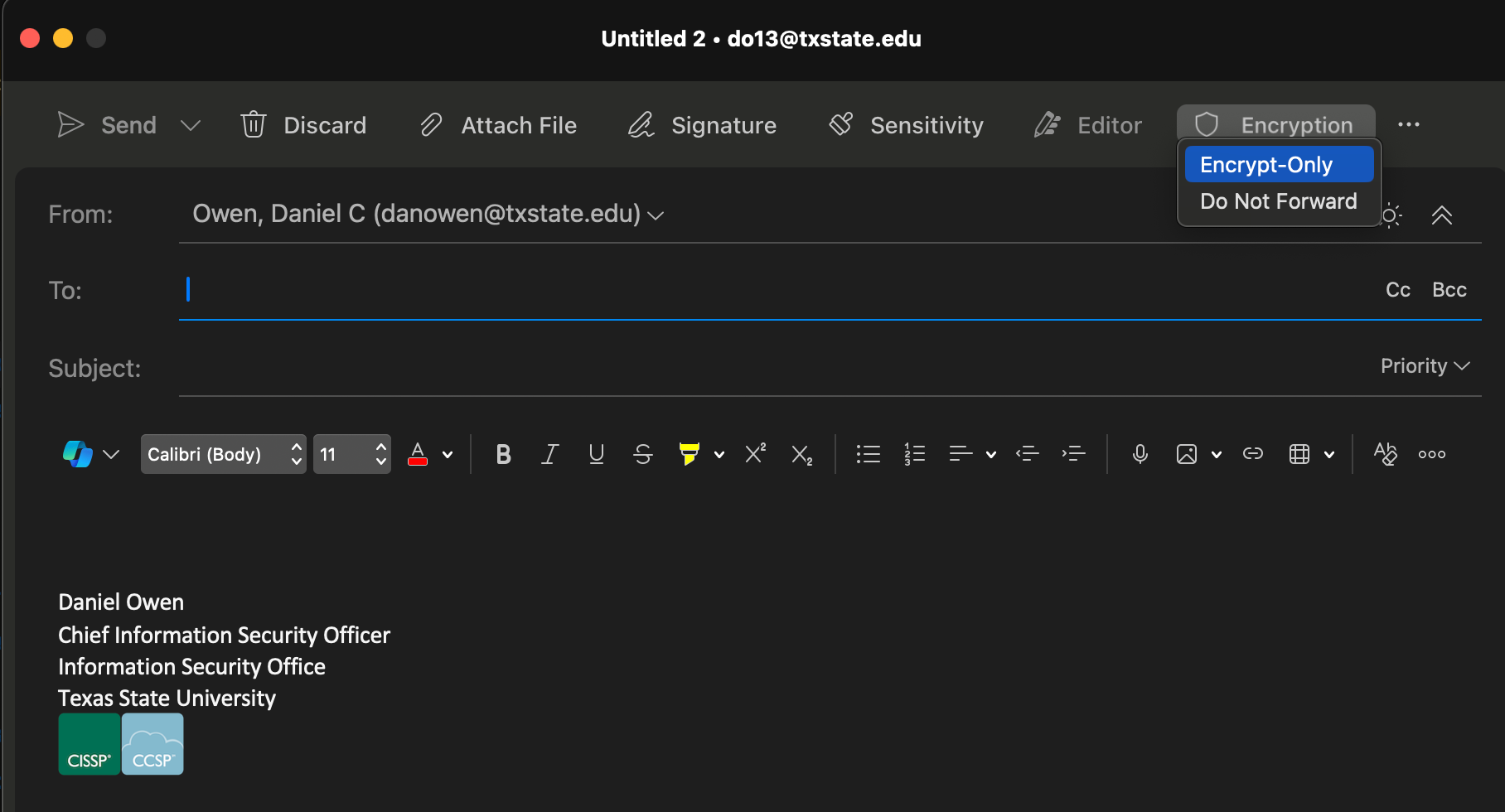 macos outlook encrypt email